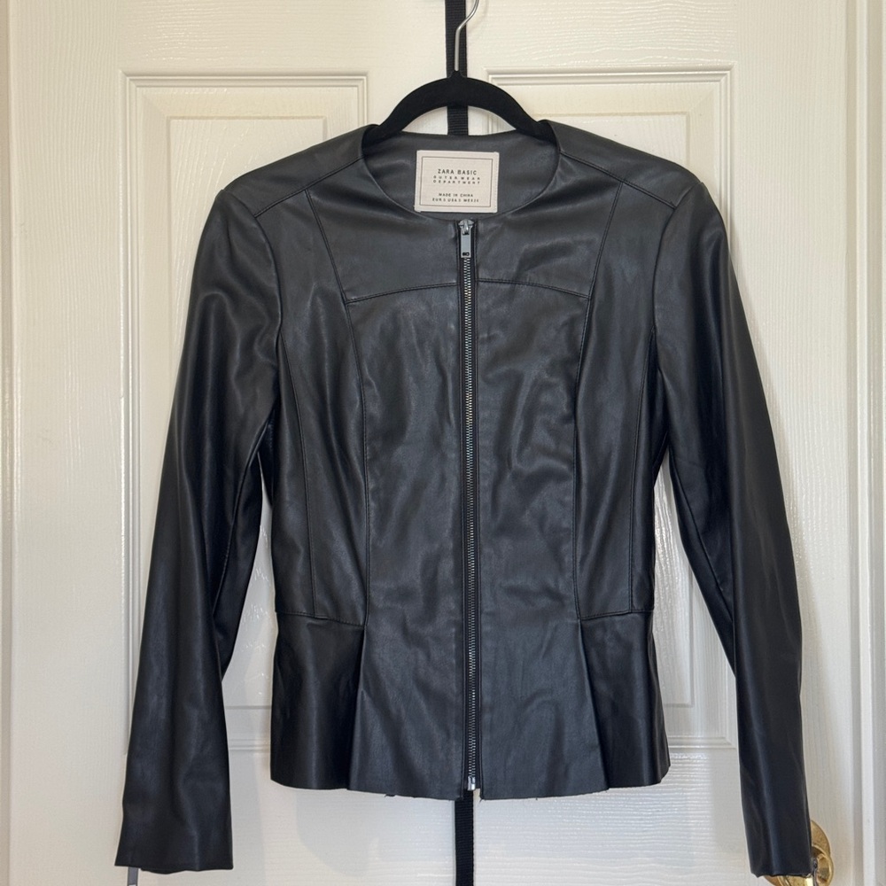 Zara Black Faux Leather Jacket